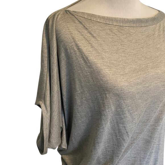 Allsaints Midi Draped PIA Dress Womens Size 4 Gray Knit Asymmetrical Ruched - Picture 3 of 6